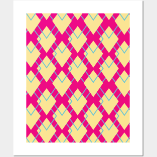 Pink and Yellow Diamond Seamless Pattern 019#001 Posters and Art